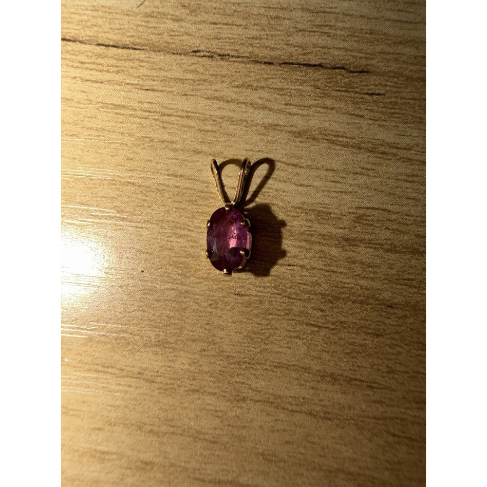 14k Solid Yellow Gold Circle Cut Natural Ruby Pendant Dainty